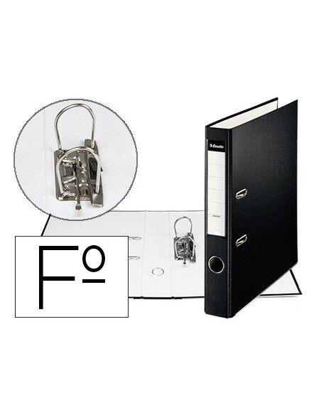 Archivador de palanca esselte carton forrado pvc folio lomo de 50 mm con rado negro