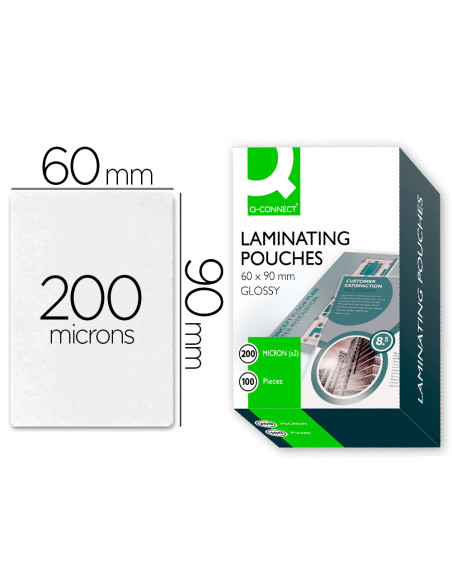 Bolsa de plastificar q-connect 90 x 60 mm 200 mc carnet de nif caja de 100 unidades