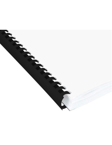 Canutillo q-connect redondo 25 mm plastico negro capacidad 225 hojas caja de 50 unidades