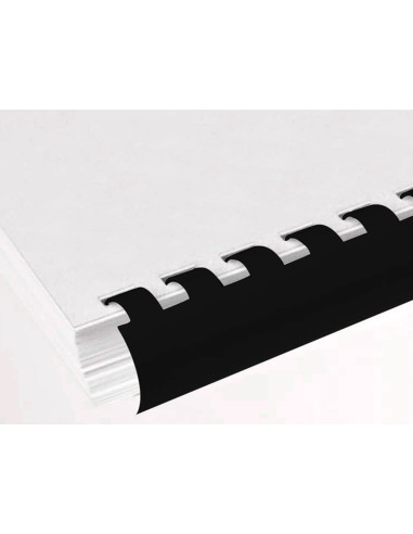 Canutillo q-connect redondo 8 mm plastico negro capacidad 40 hojas caja de 100 unidades