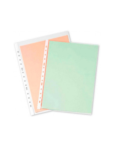 Funda multitaladro q-connect din a4 80 mc cristal caja de 100 unidades