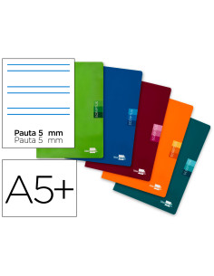 Libreta liderpapel scriptus a5 plus 48 hojas 90g/m2 rayado montessori 5mm con margen colores surtidos