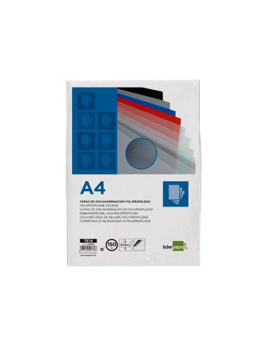 Tapa encuadernacion liderpapel polipropileno a4 0.33mm translucida paquete de 150 unidades