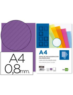 Tapa encuadernacion liderpapel polipropileno ondulado a4 0.8 mm violeta paquete de 50 unidades