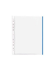 Funda multitaladro q-connect din a4 70 mc pp cristal con borde azul bolsa de 10 unidades 2