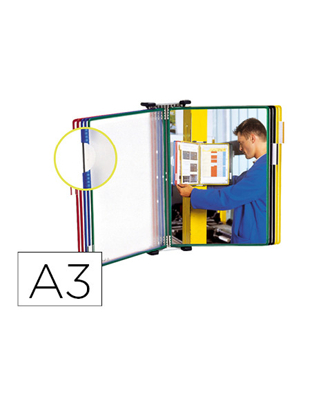 Clasificador de pared metal con 10 fundas tamaño a3 colores surtidos