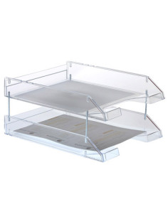 Bandeja sobremesa archivo 2000 plastico transparente cristal sin varillas 340x260x60 mm