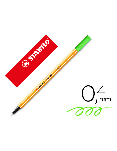 Rotulador stabilo punta de fib ra point 88 verde neon punta fina 0,4mm