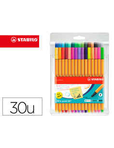 Rotulador stabilo punta de fibra point 88 estuche de 30 unidades surtidas