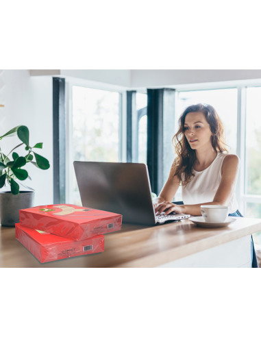 Papel color q-connect din a4 80gr rojo intenso paquete de 500 hojas