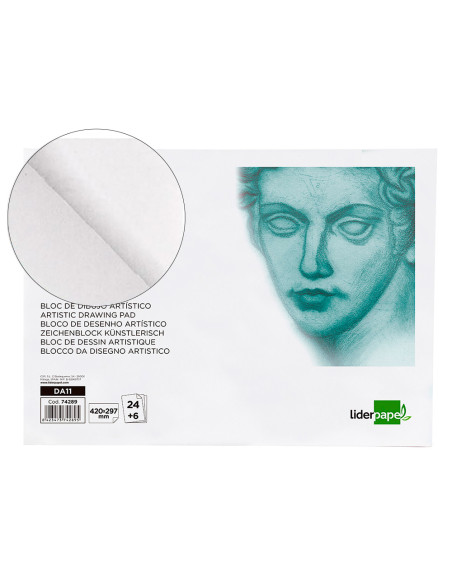 Bloc dibujo liderpapel artistico encolado 297x420 mm 30 hojas 120g/m2 sin recuadro