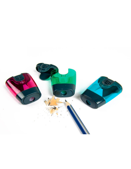 Sacapuntas liderpapel plastico 1 uso con deposito