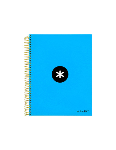 Cuaderno espiral a4 micro antartik tapa forrada 120h 90 gr horizontal 5 bandas 4 taladros color azul