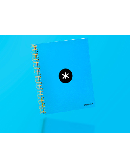Cuaderno espiral a4 micro antartik tapa forrada 120h 90 gr horizontal 5 bandas 4 taladros color azul