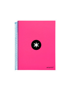 Cuaderno espiral a4 micro antartik tapa forrada 120h 90 gr horizontal 5 bandas 4 taladros color rosa 2