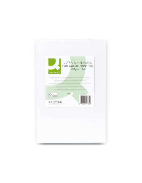 Papel fotocopiadora q-connect ultra white din a4 160 gramos paquete de 250 hojas