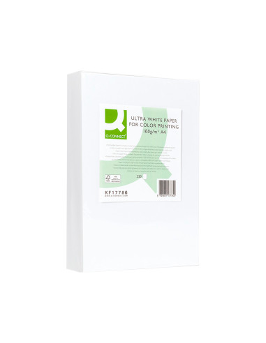 Papel fotocopiadora q-connect ultra white din a4 160 gramos paquete de 250 hojas