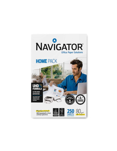 Papel fotocopiadora navigator home pack din a4 80 gramos paquete de 250 hojas