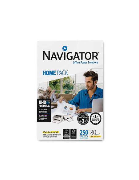 Papel fotocopiadora navigator home pack din a4 80 gramos paquete de 250 hojas