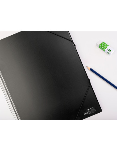 Carpeta liderpapel escaparate con espiral 60 fundas polipropileno din a4 negro