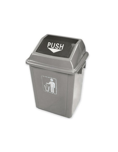 Papelera contenedor q-connect plastico con tapa de balancin 58 litros gris 470x330x760 mm