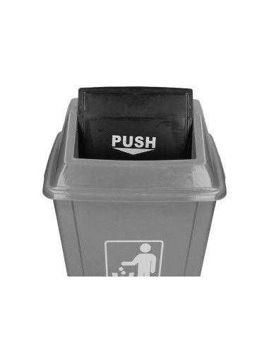 Papelera contenedor q-connect plastico con tapa de balancin 58 litros gris 470x330x760 mm