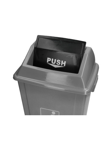 Papelera contenedor q-connect plastico con tapa de balancin 58 litros gris 470x330x760 mm