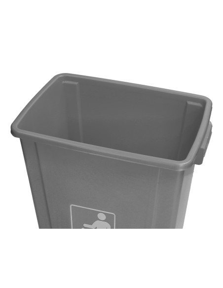 Papelera contenedor q-connect plastico con tapa de balancin 58 litros gris 470x330x760 mm