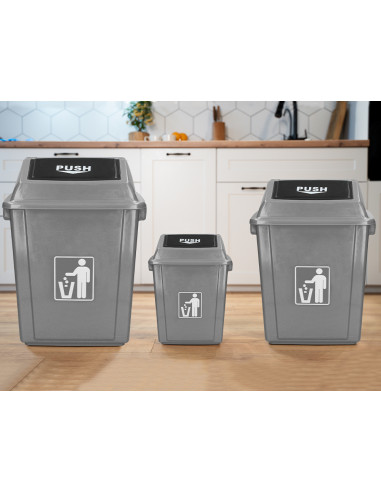 Papelera contenedor q-connect plastico con tapa de balancin 58 litros gris 470x330x760 mm