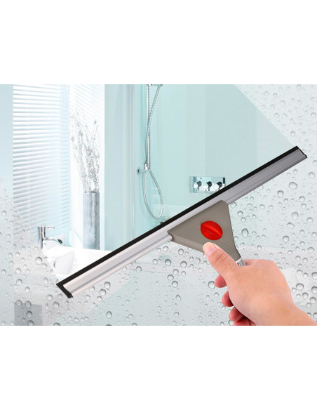 Limpiaventanas q-connect industrial mango de acero y hoja limpiadora de plastico de 40 cm de ancho