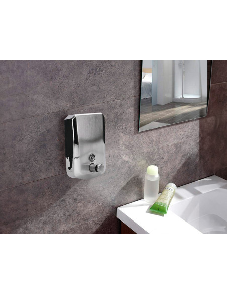 Dispensador manual q-connect de jabon 800 ml acero inoxidable 115x56x179mm