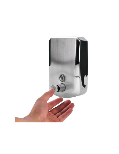 Dispensador manual q-connect de jabon 800 ml acero inoxidable 115x56x179mm