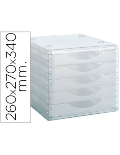 Fichero cajones de sobremesa archivo 2000 260x270x340 mm apilables 5 cajones transparente translucido