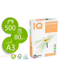 Papel fotocopiadora iq premium din a3 80 gramos paquete de 500 hojas