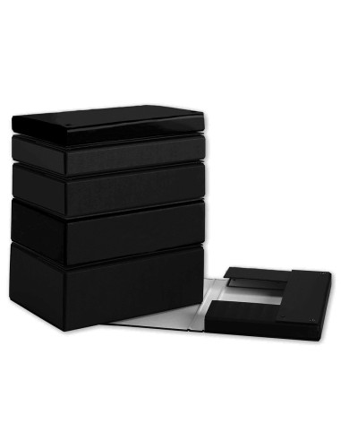 Carpeta proyectos pardo folio lomo 150 mm carton forrado negro con broche