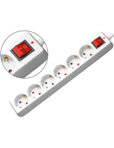 Regleta 6 tomas mediarange con interruptor longitud cable 1,4m color blanco