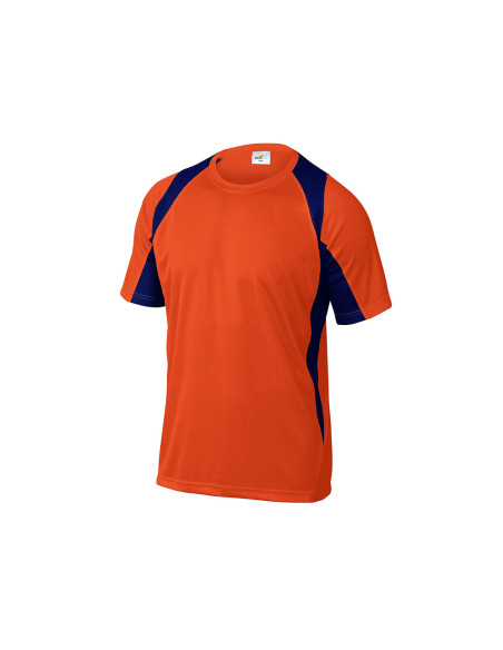 Camiseta deltaplus poliester manga corta cuello redondo tratamiento secado rapido color naranja-marino talla xl