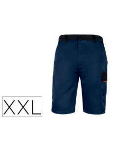 Pantalon de trabajo deltaplus bermuda cintura ajustable 5 bolsillos color azul naranjatalla xxl