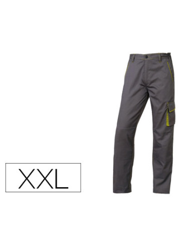 Pantalon de trabajo deltaplus cintura ajustable 5 bolsillos color gris verde talla xxl