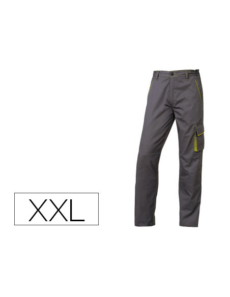 Pantalon de trabajo deltaplus cintura ajustable 5 bolsillos color gris verde talla xxl