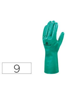 Guantes deltaplus tratado en nitrilo flocado de algodon especial para trabajos con liquidos quimicos talla 9