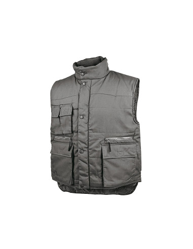 Chaleco deltaplus multibolsillos con cremallera cintura elastica protege riñones gris verde talla s