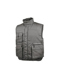 Chaleco deltaplus multibolsillos con cremallera cintura elastica protege riñones gris verde talla xl 2