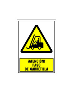 Pictograma syssa señal de advertencia atencion! paso de carretilla en pvc 245x345 mm 2