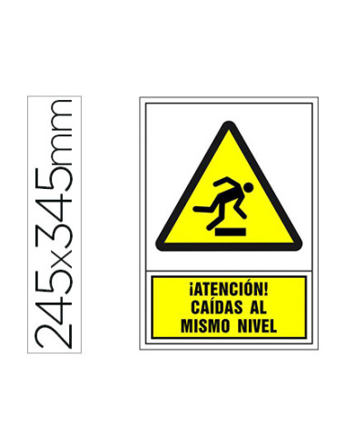 Pictograma syssa señal de advertencia atencion! caidas al mismo nivel en pvc 245x345 mm