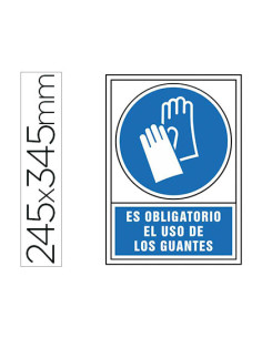 Pictograma syssa señal de obligacion es obligatorio el uso de los guantes en pvc 245x345 mm