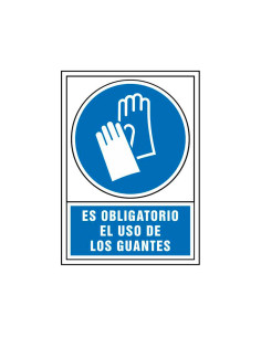 Pictograma syssa señal de obligacion es obligatorio el uso de los guantes en pvc 245x345 mm 2