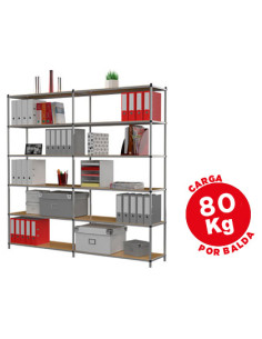 Estanteria paperflow metalica 6 estantes 80 kg por estante 200x100x35 cm base