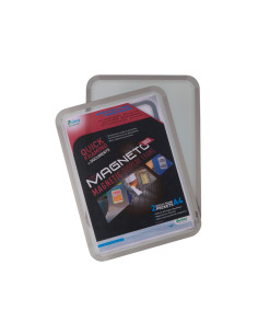 Marco porta anuncios tarifold magneto din a4 con 4 bandas magneticas en el dorso color plata pack de 2 unidades 2