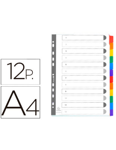 Separador exacompta cartulina juego de 12 separadores din a4 multitaladro color blanco